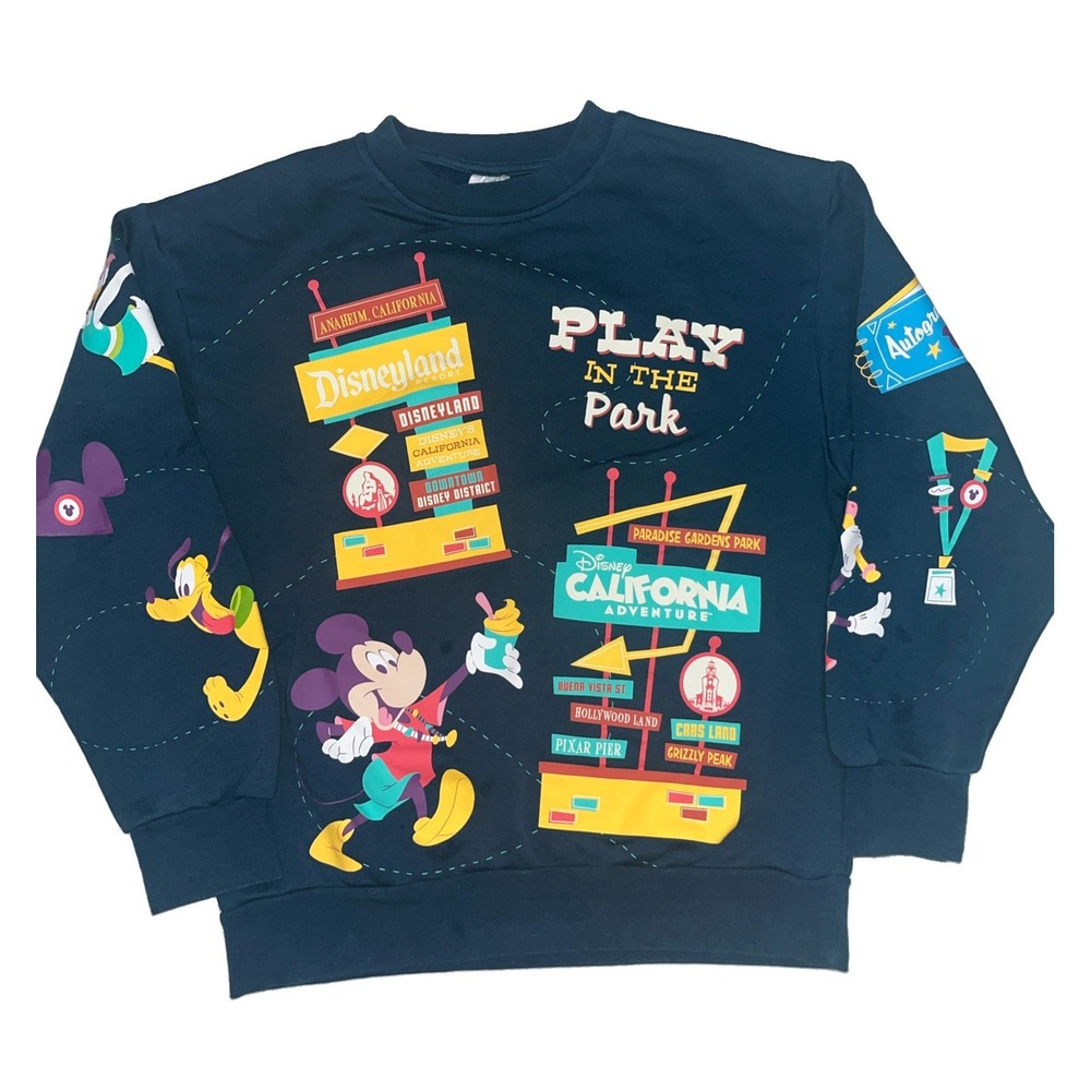 Disney Parks Disneyland Mickey & Friends Play In The Park Crewneck Small Flaws